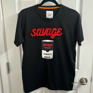 Men's BUSHWICK SUPPLY New York SAVAGE Condensed Tomato Soup Can Logo Shirt M